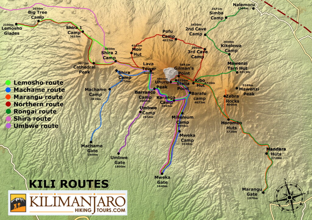 Mt Kilimanjaro Map Explore The Routes