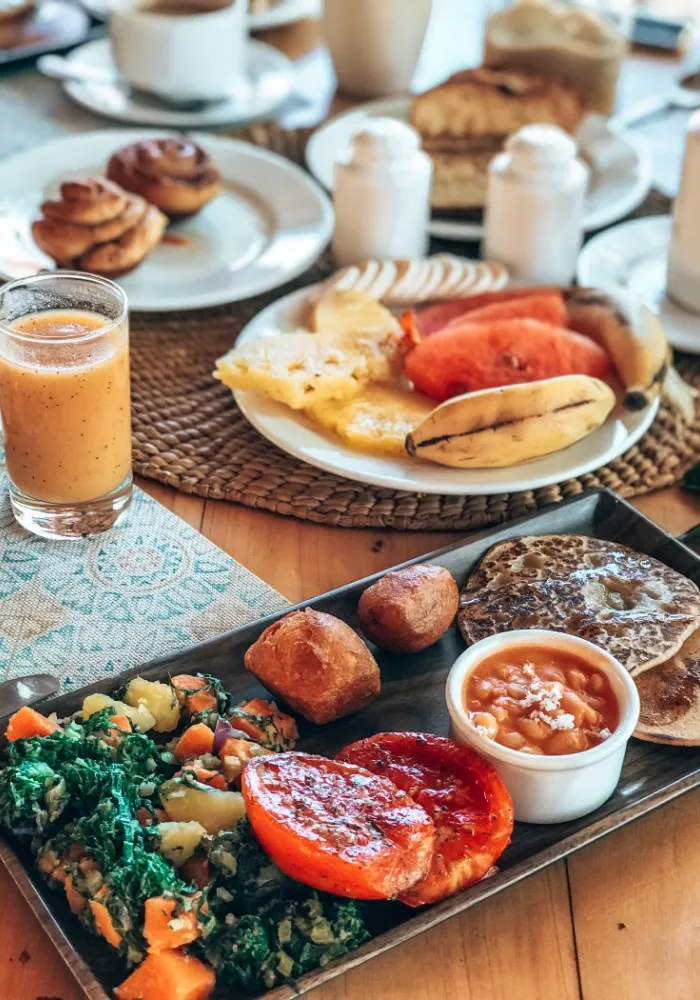 Breakfast served at Chanya Lodge in Moshi