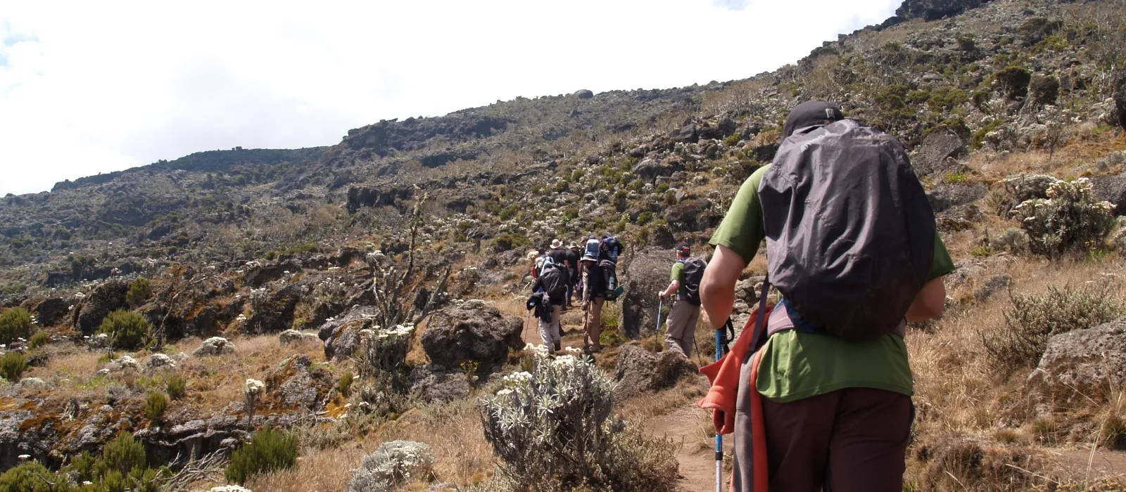 Hikers trekking on Mount Kilimanjaro while preparing for the health concerns of the climb