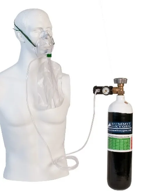 Emergency oxygen equipment used for Kilimanjaro safety