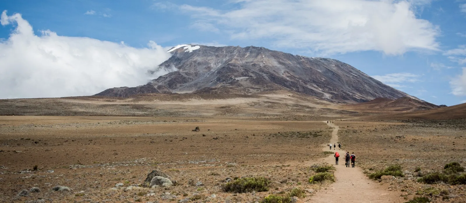 Marangu Route on Mount Kilimanjaro with Kibo rising above the alpine landscape