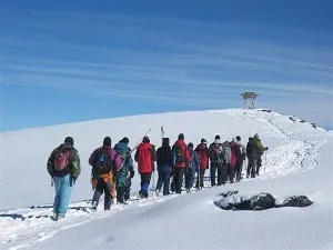 Kilimanjaro hikers on the way to Uhuru Peak